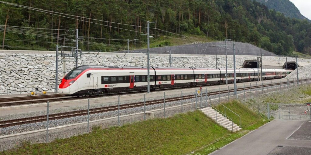 Swiss high speed train at the St. Gottard Tunnel.