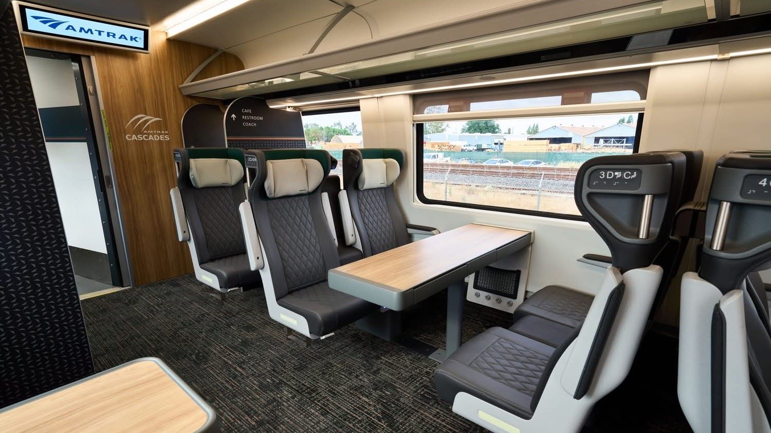 Amtrak Cascades Airo business class interior.