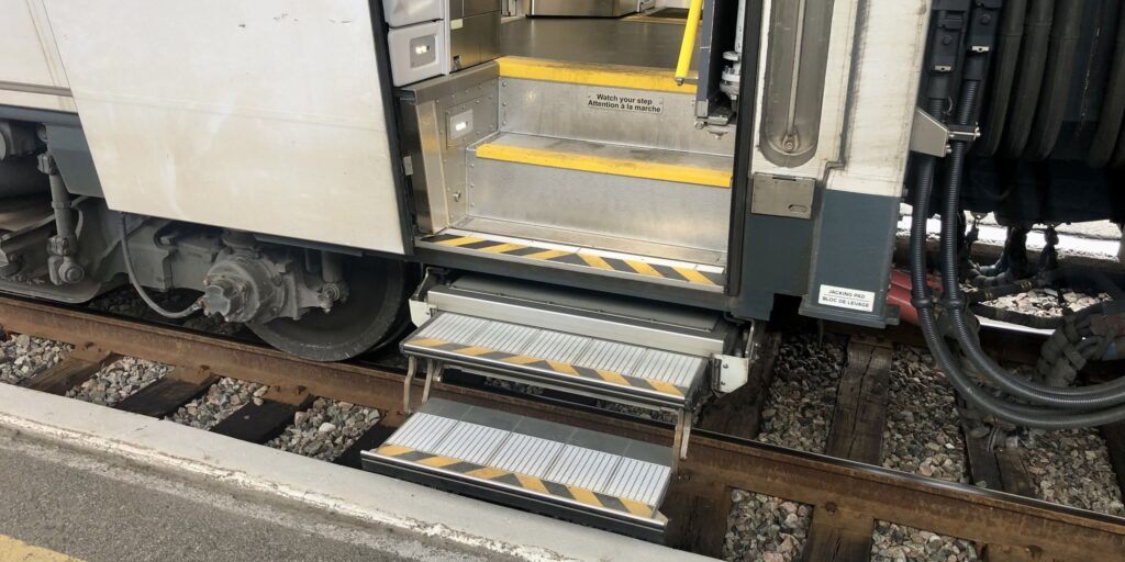 Via Rail Ventura car with steps.